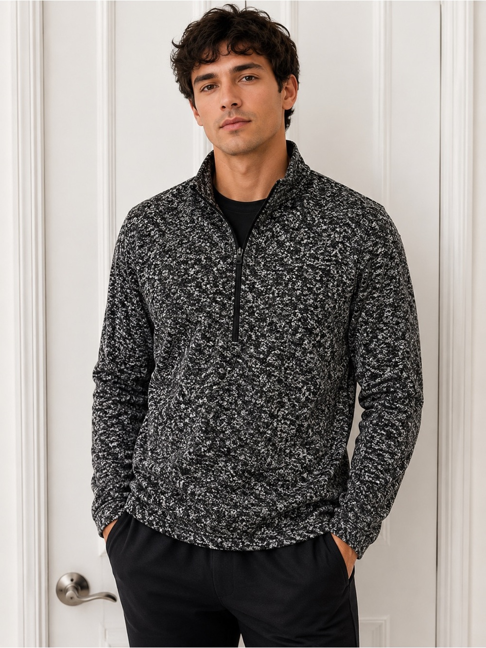 Spyder Black Heather Half-Zip Pullover Sweater